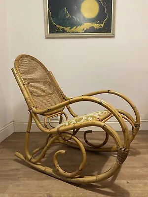 Vintage Mid Century Bamboo Thonet Style Rocking Chair Cane. • £180