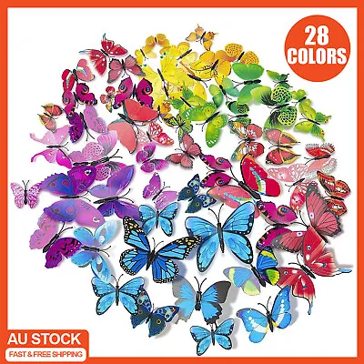 $2.80 • Buy 12Pcs 3D Butterfly Wall Removable Stickers Decals Kids Art Nursery Magnets 