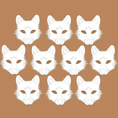 10 Card Wolf Childrens Face Masks To Colour In - Party Masks Fillers Fancy Dress • £3.99