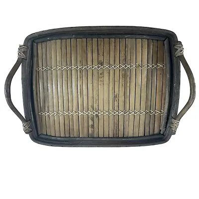 Vintage Wicker Rattan Bamboo Serving Tray Tiki Lap Midcentury Modern • $18.99