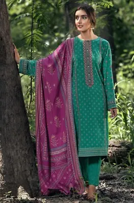 Lakhany 3 Piece Unstitched Embroidered Pashmina Suit DEW-6022-B • £29.99