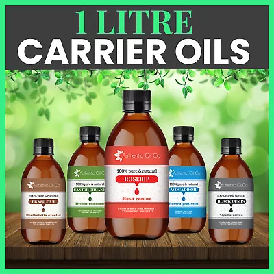 1 Litre Carrier Oil Aromatherapy Massage Pure Natural Castor Vitamin E Rosehip • £12.99