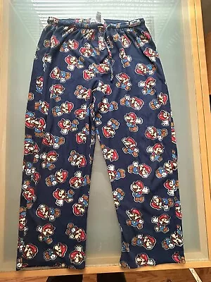 2009 Nintendo Super Paper Mario Blue Bottoms Sleepwear Pants 2000s Size Large • $18.99