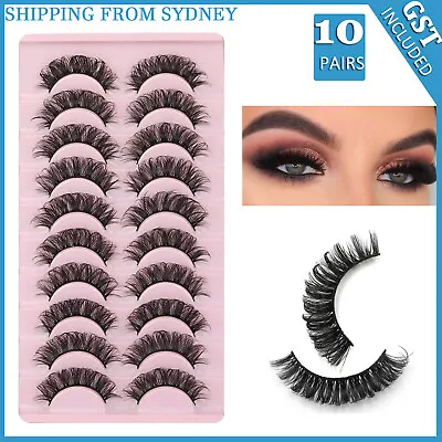 10Pairs Eyelashes Russian Strip Lashes Natural Wispy Fluffy 3D Fake Eyelashes AU • $6.68