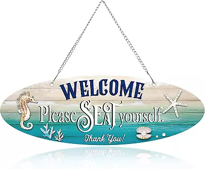 Hanging Sea Decorations Funny Bathroom Metal Wall Decor Sign Beach Marine Theme • $9.95