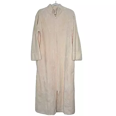 Stan Herman Peach Vintage Chenille Zip Bathrobe Robe Small  #02 • $70