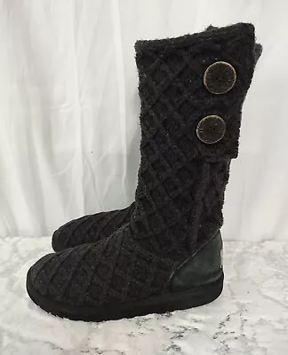 UGG K Classic CARDY 5649 Woven Boots Women’s Youth Size 5 Black • $20