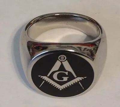 Vintage Silver Masonic Ring (Size 9) Master Mason Black Front Freemason • $15.95