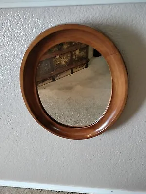 Vintage Small Oval Danish Mid Century Modern Teak Wood Mirror • $249.99