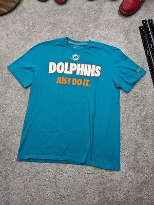 Miami Dolphins Nike Men Shirt Extra Large NFL Football JUST DO IT Spell Out Teal • $18.37