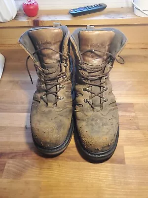 Cabelas Brown Lace Up Steel Toe Waterproof Leather Mountain Hiker Boots Men 11.5 • $9.99