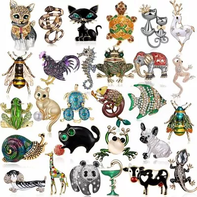 Charm Crystal Animal Bee Insect Cat Dog Frog Collar Brooch Pin Women Jewelry New • $2