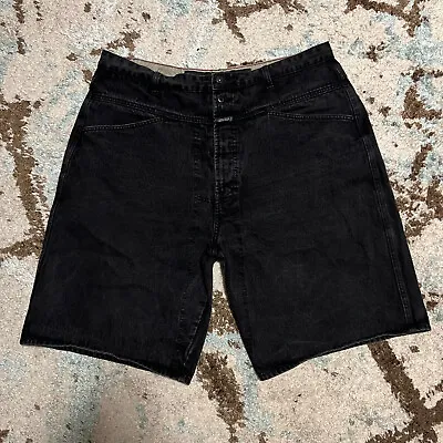 Vintage Marithe Francois Girbaud Black Baggy Jean Shorts Size 38 (Tagged 40) 90s • $40