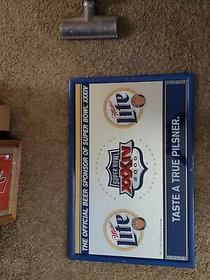 SUPER BOWL 34 Rams  MILLER LITE BEER MIRROR Bar Sign 2000 32x21 Rare Champs Nfl • $45