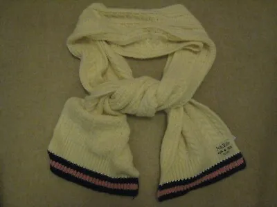 Jack Wills Scarf Extra Long Chunky Cable Knit Cream Navy Pink 76  X 10  • £15