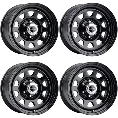 (Set Of 4) Vision 84 D Window 15x8 6x5.5  -19mm Gloss Black Wheels Rims 15  Inch • $340.96