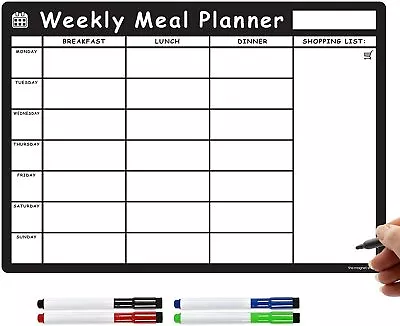 Meal Planner For Fridge Dry Wipe Magnetic Weekly Calendar Shopping To Do List • £12.95