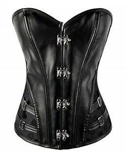 Steampunk Style Pvc Corset/basque With Metal Hook Fastening - Free P+p • £24.99