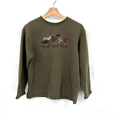 Vintage Bobbie Brooks Green Grannycore Grandma Cottagecore FALL Sweatshirt S • $27