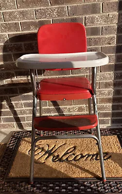 Vtg  Mid Century Metal Child's High Chair  Retro • $150