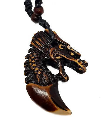 £6.99 • Buy Wolf Tooth Dragon Head Pendant Necklace Tribal Jewelry Unique Mens Womens