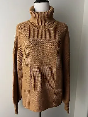 NWOT Staud Women's Brown Benny Ribbed Knit Turtleneck Sweater - Sz Sm • $38.99