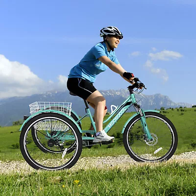 Adult Mountain Tricycle Trike 7 Speed 20/24/26in 3-Wheel Bike  For Men And Women • $328.99