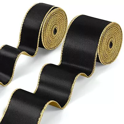 2 Rolls Christmas Velvet Ribbon 1.5 2.5 Inch Wide Velvet Wired Ribbon With Go... • $16.67