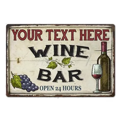 Personalized Wine Bar Sign Rustic Bar Wall Decor Gift Grapes Metal 108120034001 • $20.95