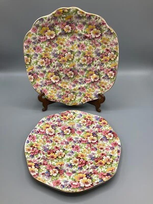 £15.99 • Buy Pair Of Vintage James Kent  Du Barry  9  & 10  Chintz Plates C.1955