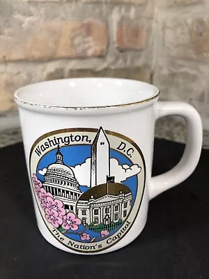 Vintage Souvenir Washington DC Nations Capital Cup Mug Cherry Blossoms Monument • $9.99