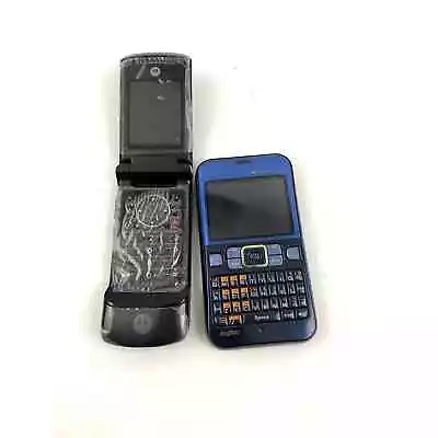 Lot Of 2 Cell Phones Motorola KRZR K1m Sanyo Juno SCP2700 Blue PARTS Repair • $35.99