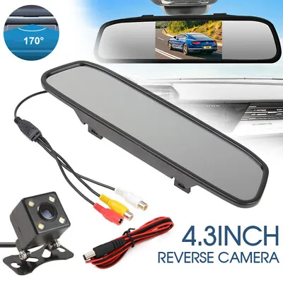 Reverse Camera Night Reversing Camera Rear View Mirror Kit Waterproof HD Monitor • $27.59