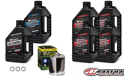 Maxima Synthetic 20W50 3 Hole Oil Change Kit Chrome Filter Harley Twin Cam 99-17 • $109.99
