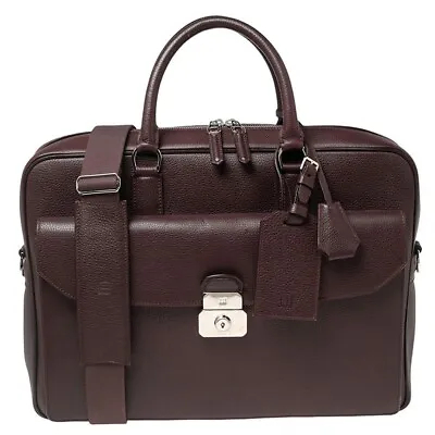 NWT Mens Dunhill Albany Slim Single Document Briefcase $1495 Burgundy Leather • $822.25