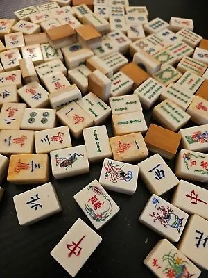 Vintage Mahjong Mah Jong Bone & Bamboo Tiles Pieces Replacement Lot Of 5 Random • $12.09