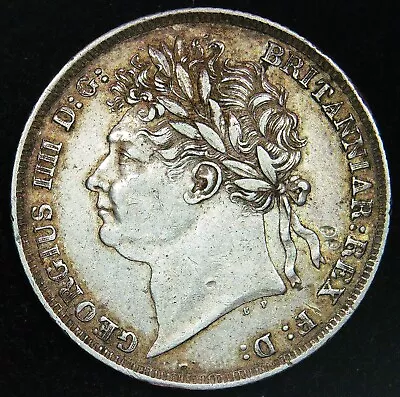 1824 George IV SHILLING Laureate Head Silver Coin - VERY NICE • £55