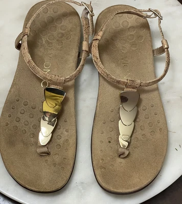 £24.03 • Buy Vionic Sandals Rest Miami Embellished Gold Cork T-Strap Orthaheel Sz 6 EUC