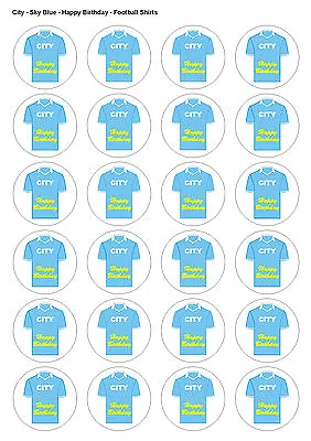 24x Precut Man City Birthday Football Edible Wafer Cupcake Cake Toppers 1338 • £2.25