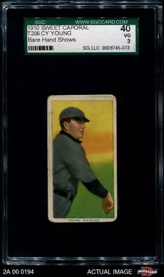 1909 T206 Cy Young BH Naps (Indians) HALL-OF-FAME VARIATION SGC 3 - VG • $2950