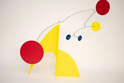 Cool Kinetic Art Sculpture Stabile - Retro MOD Style Yellow Blue Red Decor • $199