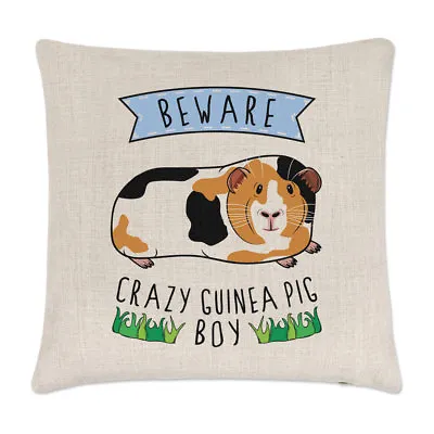 $19.77 • Buy Beware Crazy Guinea Pig Boy Linen Cushion Cover Pillow - Funny Animal Pet