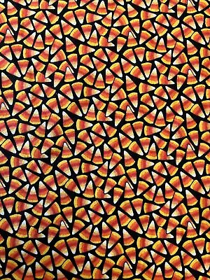 Candy Corn Fabric Cotton Quilt Black Background By The Yard • $9.99