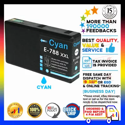 YYUDA 1x 788XXL 788 XL NoN-OEM HY CYAN Ink Cartridge For Epson WF5190 WF5690 • $12.90
