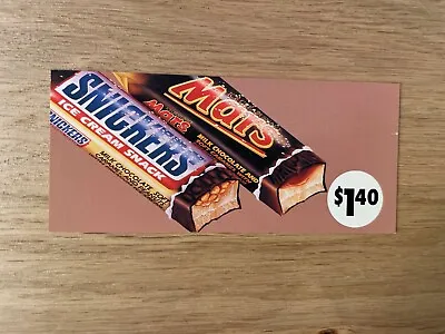 Original Peters Ice Cream Point Of Sale Card - Snickers & Mars Bar. Unused. • $12