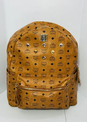 MCM Stark Visetos Studded Backpack Cognac • $480