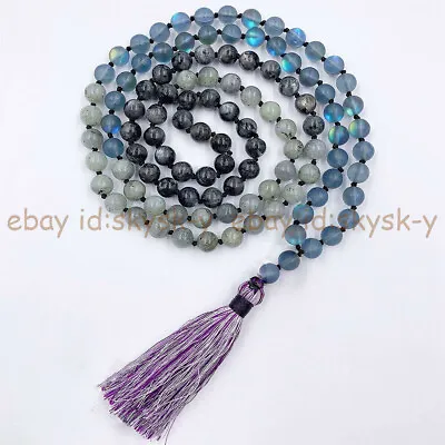 Labradorite Moonstone 108 Prayer Beads Tibet Buddhist Mala Meditation Necklace • $26.99