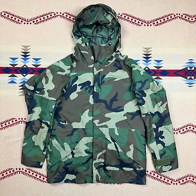 ECWCSJ Military Parka Jacket Woodland Camo Mens S Reg Waterproof Hooded Full Zip • $69