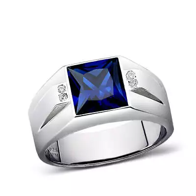 Gemstone Wide Band Ring For Men With 4 Genuine Diamonds • $219