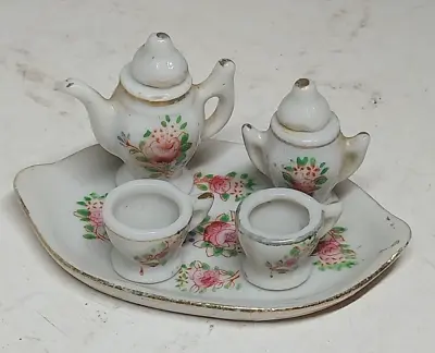H KATO 5pc MINIATURE PORCELAIN TEA SET MADE IN OCCUPIED JAPAN FREE SHIPPING • $17.99
